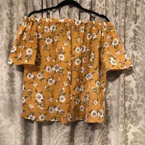 Yellow Floral Off-the-Shoulder Top